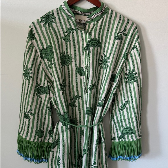 NWT ALEMAIS Lula Beaded Fringe-Trim Shirtdress Size 8 - Picture 4 of 14